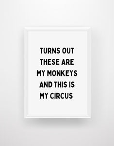 Turns out these are my monkeys and this is my circus - Quote Print