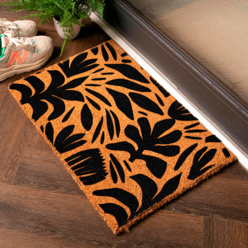 Abstract Leaf Pattern Coir Doormat - Chic Prints