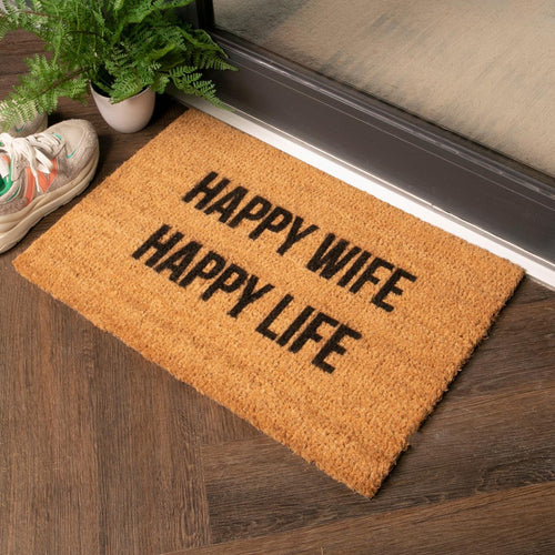 Happy Wife Happy Life Coir Doormat - Chic Prints