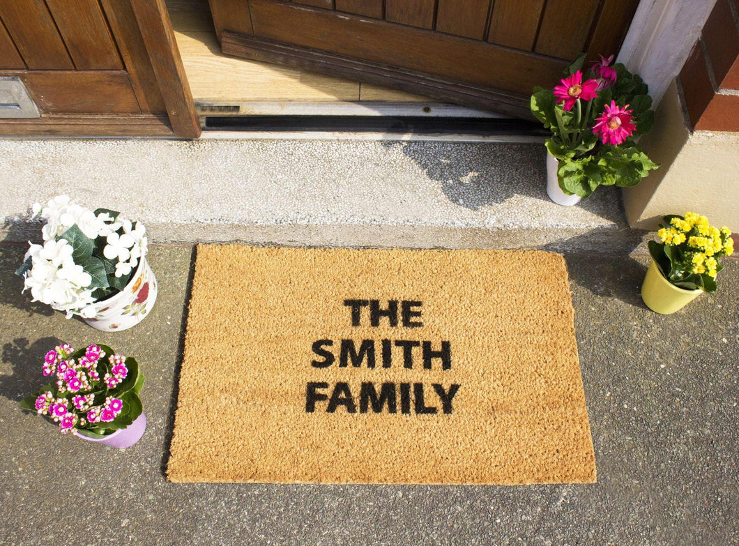Personalised Family Coir Doormat (Please leave required surname in order notes) - Chic Prints