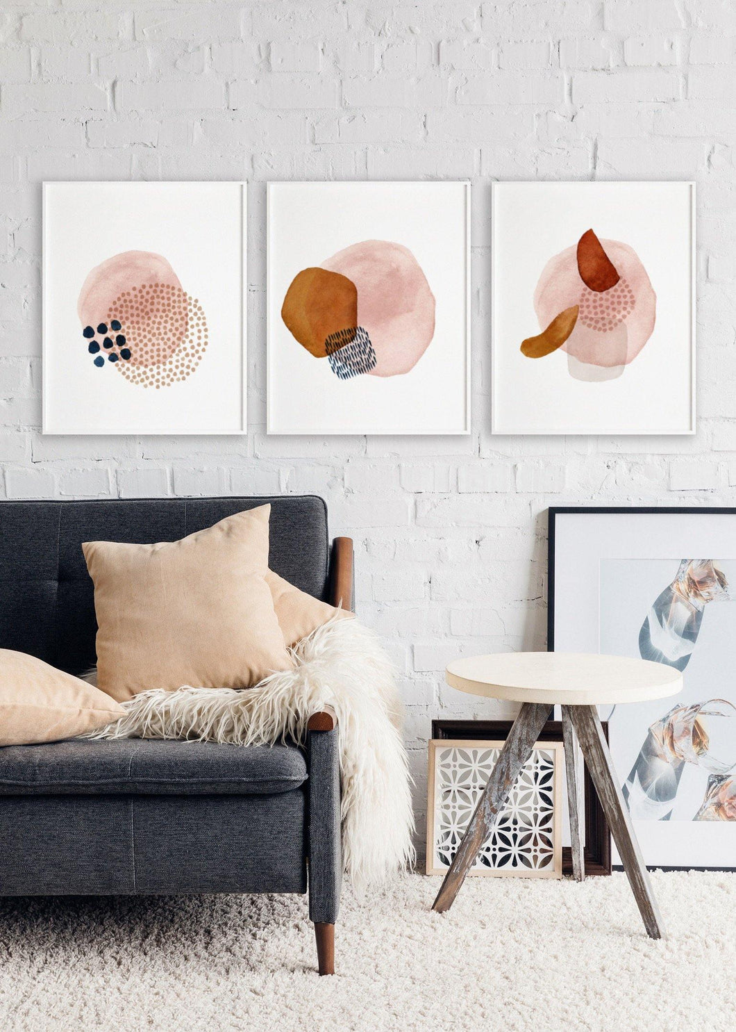 Abstract Blush (Set of three) - Abstract Modern Art-Chic Prints