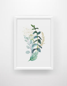 Green and Gold Botanical Watercolour Set - Chic Prints