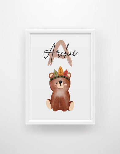 Personalised Bear Print for Boy’s Nursery/Room - Chic Prints