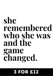 She remembered who she was and the game changed - Chic Prints