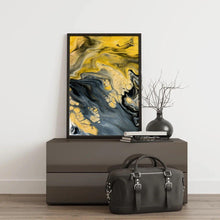 Load image into Gallery viewer, Yellow &amp; Grey Paint Swirl - Modern Art Print-Chic Prints
